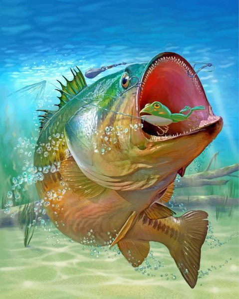 paint by numbers kit Largemouth Bass Fishs