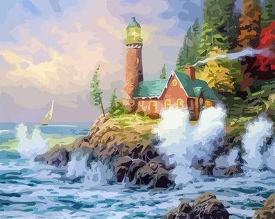 Paint By Number Kit for Adults - Lighthouse - DIY Painting By
